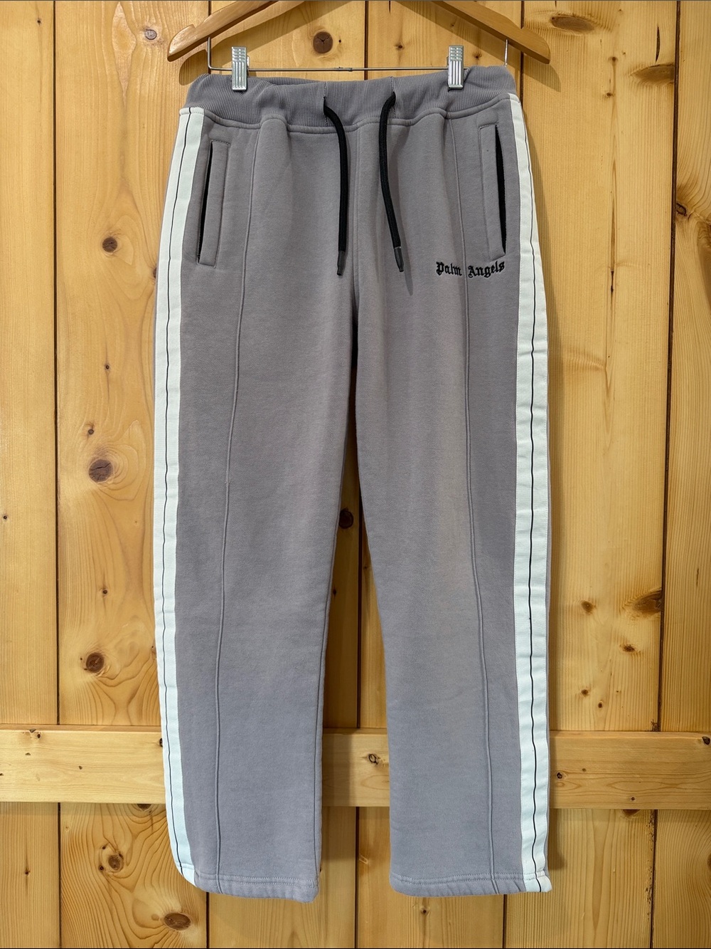 Palm Angels eggplant Sweatpants with White Side Stripes Large *minor flaw*